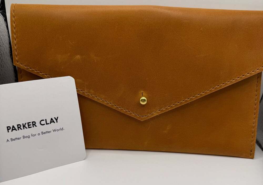 Parker Clay Abeba Leather Envelope Wallet in Rust Brown